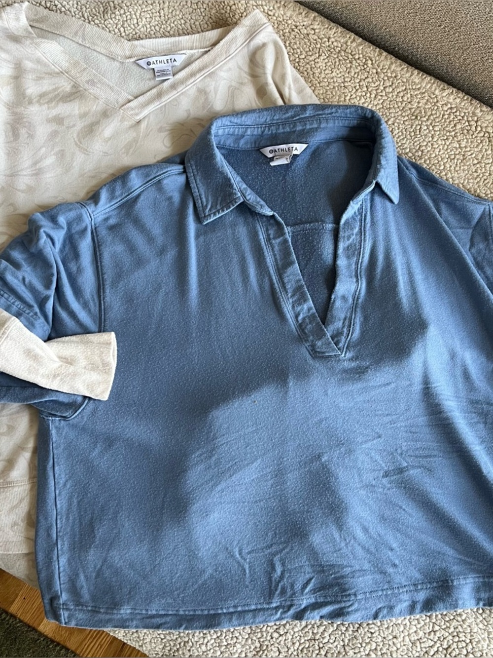 Athleta bundle luxe v-neck & cropped Henley modal tops tencel blend M